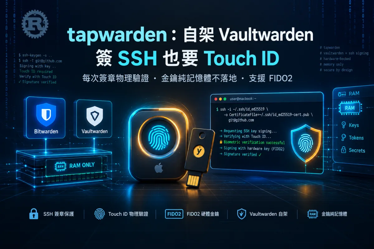 tapwarden：自架 Vaultwarden 簽 SSH 也要 Touch ID